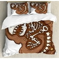 thumbnail image 1 of Dinosaur Duvet Cover Set, Pattern of T-Rex Fossil in the Ground Dead Bones Archeology Prehistory Theme, Decorative 3 Piece Bedding Set with 2 Pillow Shams, Calking Size, Brown White, by Ambesonne, 1 of 3