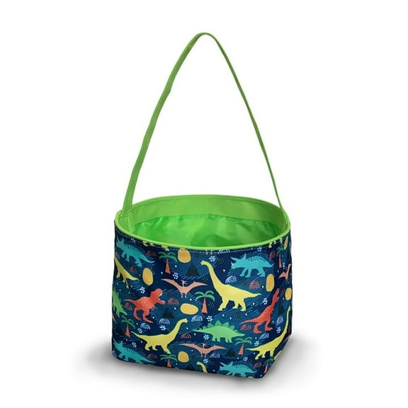 Dinosaur Easter Basket Bucket Fabric Tote Bag Toy Bin - Can Be Personalized or Monogrammed - Great Gift for Boy or Girl