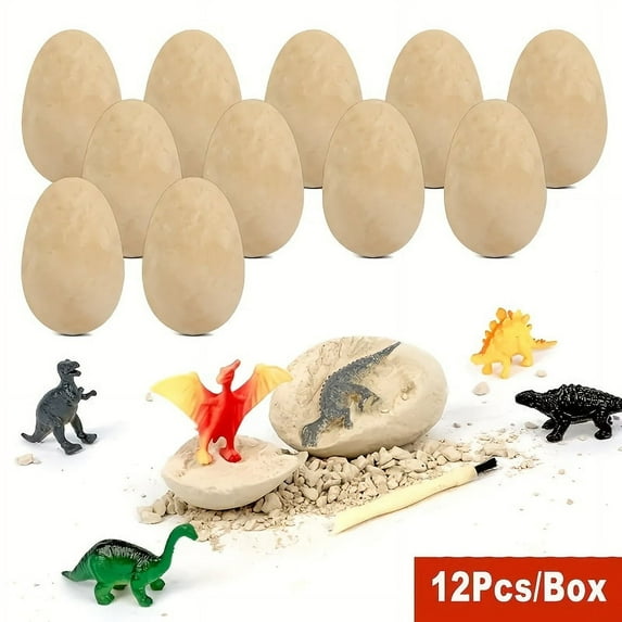 Dinosaur Egg Excavation Kit - 12 Surprise Dino Eggs with Dig Tools & Educational Cards, STEM Toy for Kids 3-12, Perfect Easter Basket Stuffer & Birthday Gift for Boys & Girls