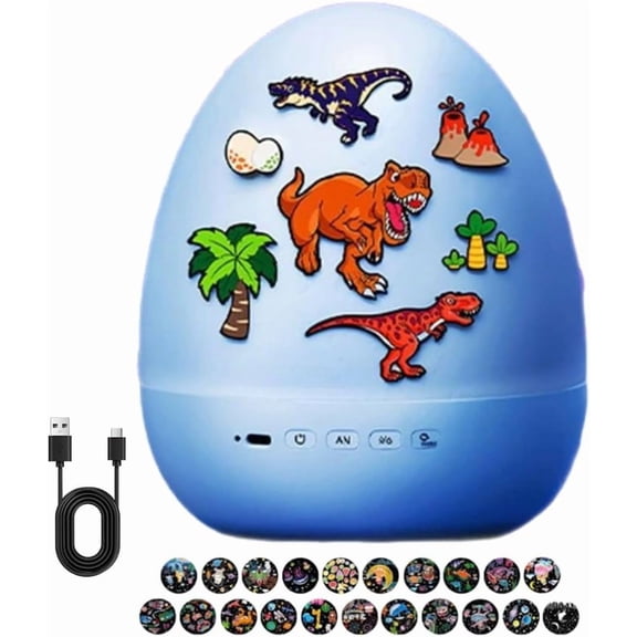 Dinosaur Egg Night Light Projector, 360° Rotating Galaxy Star Projector with Bluetooth Speaker for Kids, Rechargeable Dino Mood Magic Cartoon Lamp with 21 Slides (with Music)