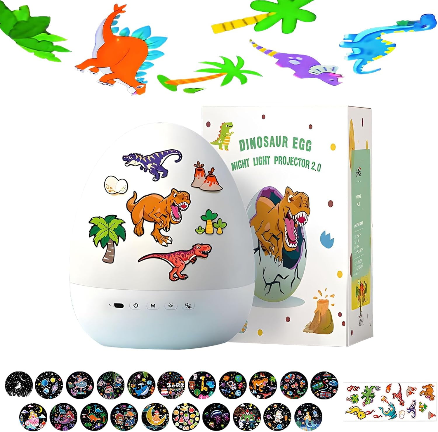 Dinosaur Egg Night Light Projector, Dinosaur Night Lights Projector, 360° Rotation & 21 Effects, Slient Lights for Ceiling, 8 Sleep Sounds, 360° Rotation,Projection Lights for Bedroom
