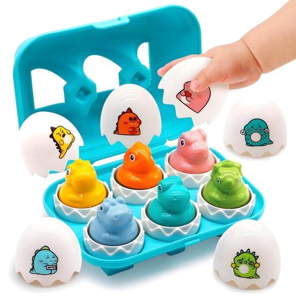 Dinosaur Egg Toys for Toddlers 1-3 Matching Game,Dino Eggs Montessori Toys for Babies 6-12 Month,Baby Puzzles 12-18 Months Play Shape Sorter Sorting Sensory Gift,Educational Learning Eggs