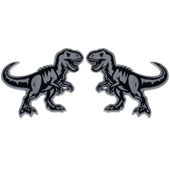 Dinosaur Emblem 3D Badge, Custom Car Emblem Decal for Car, Truck, SUV, Automotive Accessory (Set of 2) (Chrome) VT4