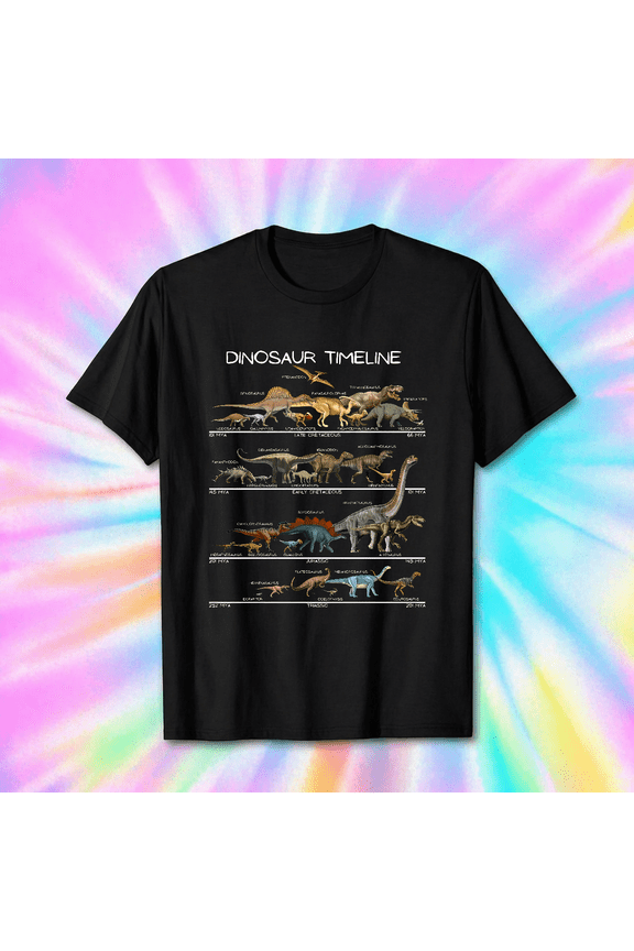 Dinosaur Evolution Timeline Vintage Paleontology Unisex T-Shirt V19403, S-5XL