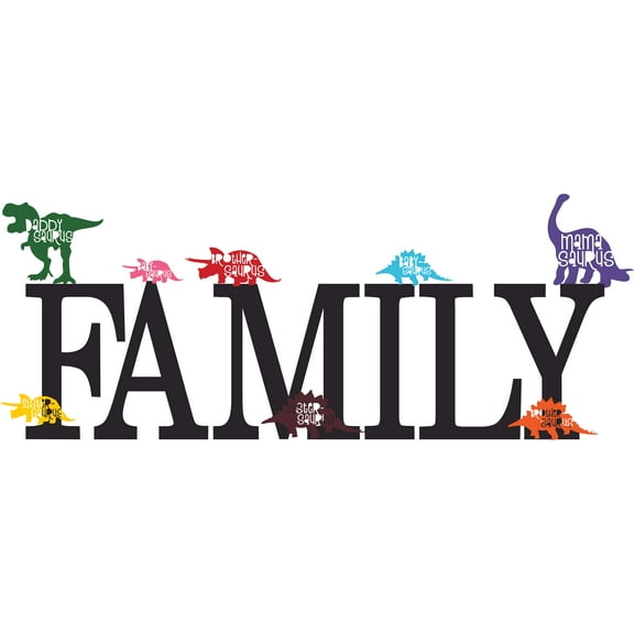 Dinosaur Family Dino Families Customized Wall Decal - Custom Vinyl Wall Art - Personalized Name - Baby Girls Boys Kids Bedroom Wall Decal Room Decor Wall Stickers Decoration Size (20x40 inch)