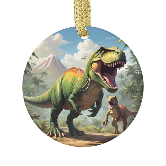 Dinosaur Fantasy T-rex Dino Smiling T Rex Cool Dinosaur in a Desert Scene Dinosaurs Design Novelty Ceramic Christmas Ornament Xmas Holiday Tree Gift