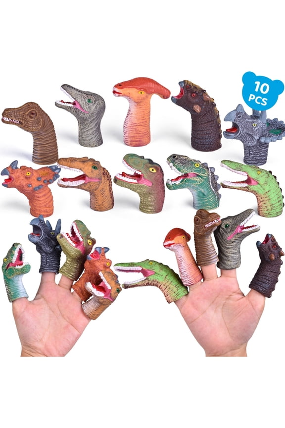 Dinosaur Finger Puppets 10 Pcs Dino Finger Toys Birthday Gift for Party Goodie Stuffers Dinosaurs Toys for Kids 1-5