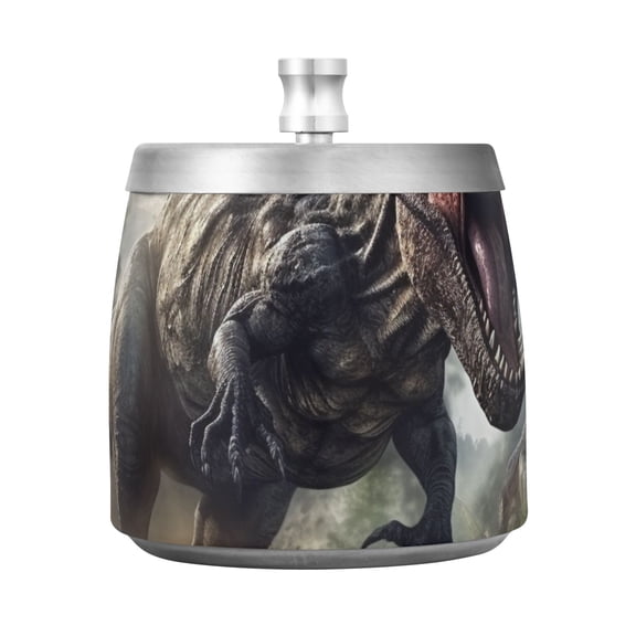 Dinosaur Fire Trees Clouds Ashtray with Lid Smell Proof Cigarette Ashtray Stainless Steel Smokeless Ash Holder for Indoor Outdoor