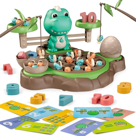 Dinosaur Fishing Game Play Set, Balance Board Game, Family Board Game, Cool Math Game, Balance Counting Toys for Boys & Girls Educational, Toys Best Gift For Kids 3+