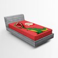 thumbnail image 1 of Ambesonne Dinosaur Fitted Sheet, Cartoon Prehistoric, Twin XL Size, Coral Green Yellow, 1 of 2
