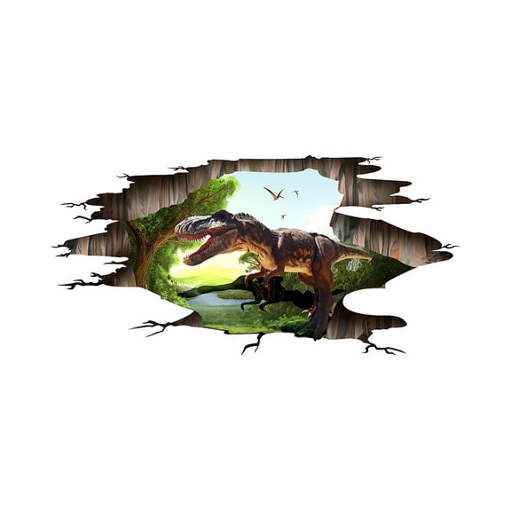 Dinosaur Floor Sticker Broken Wall Decal Realistic Crack Effect Removable Vinyl Mural Art Waterproof
