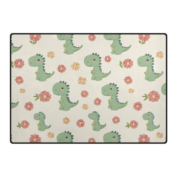 Dinosaur Flower Area Rug 80x58 Inch Non Slip Absorbent Soft for Living Room Dining