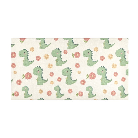 Dinosaur Flower Bath Mat 39x20 Inch Soft Absorbent Non-Slip Plush Bathroom Rug for Floor