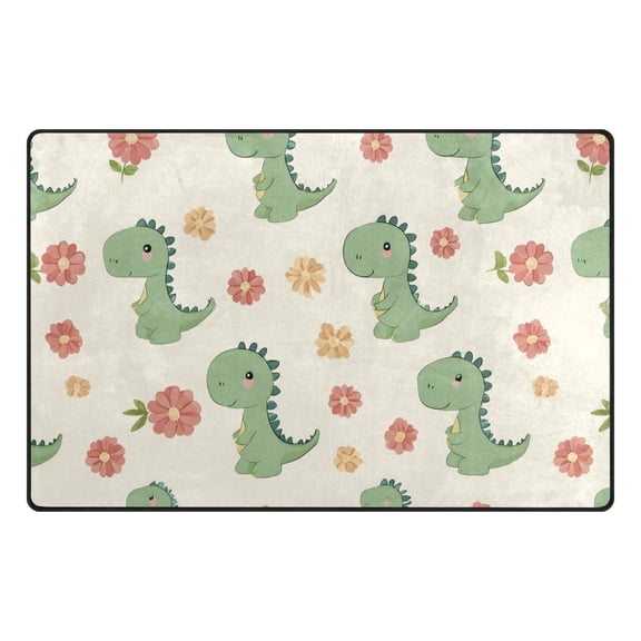 Dinosaur Flower Memory Foam Area Rug 31"x20" Non Slip, Absorbent, Fade Proof for Living Room, Bedroom, Office