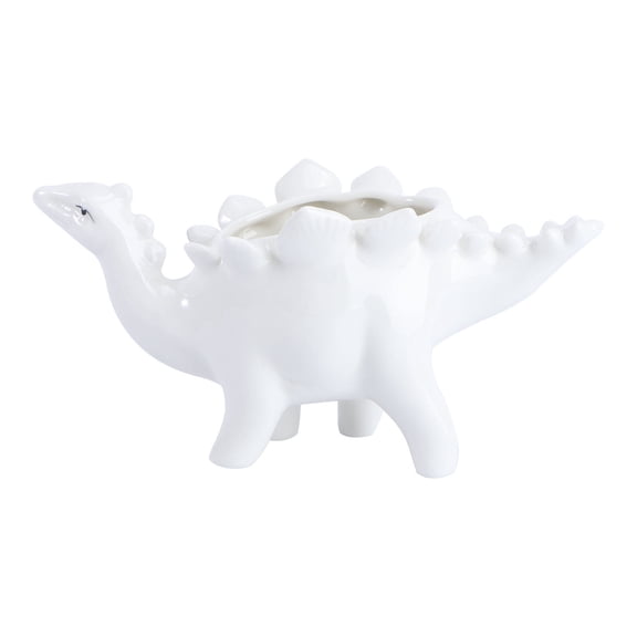 Dinosaur Flowerpot Decorative Succulent Planter Ceramic Plant Container (White)