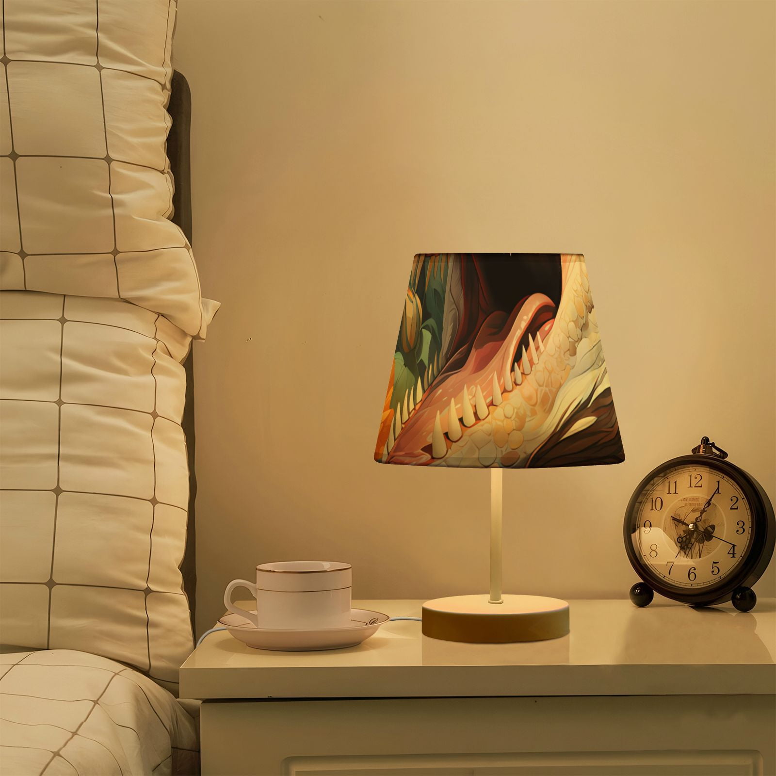 Dinosaur Flowers Leaves LED Desk Lamp Table Lamp USB Bedside Nightstand Small Lamp for Bedroom Living Room Kids Room