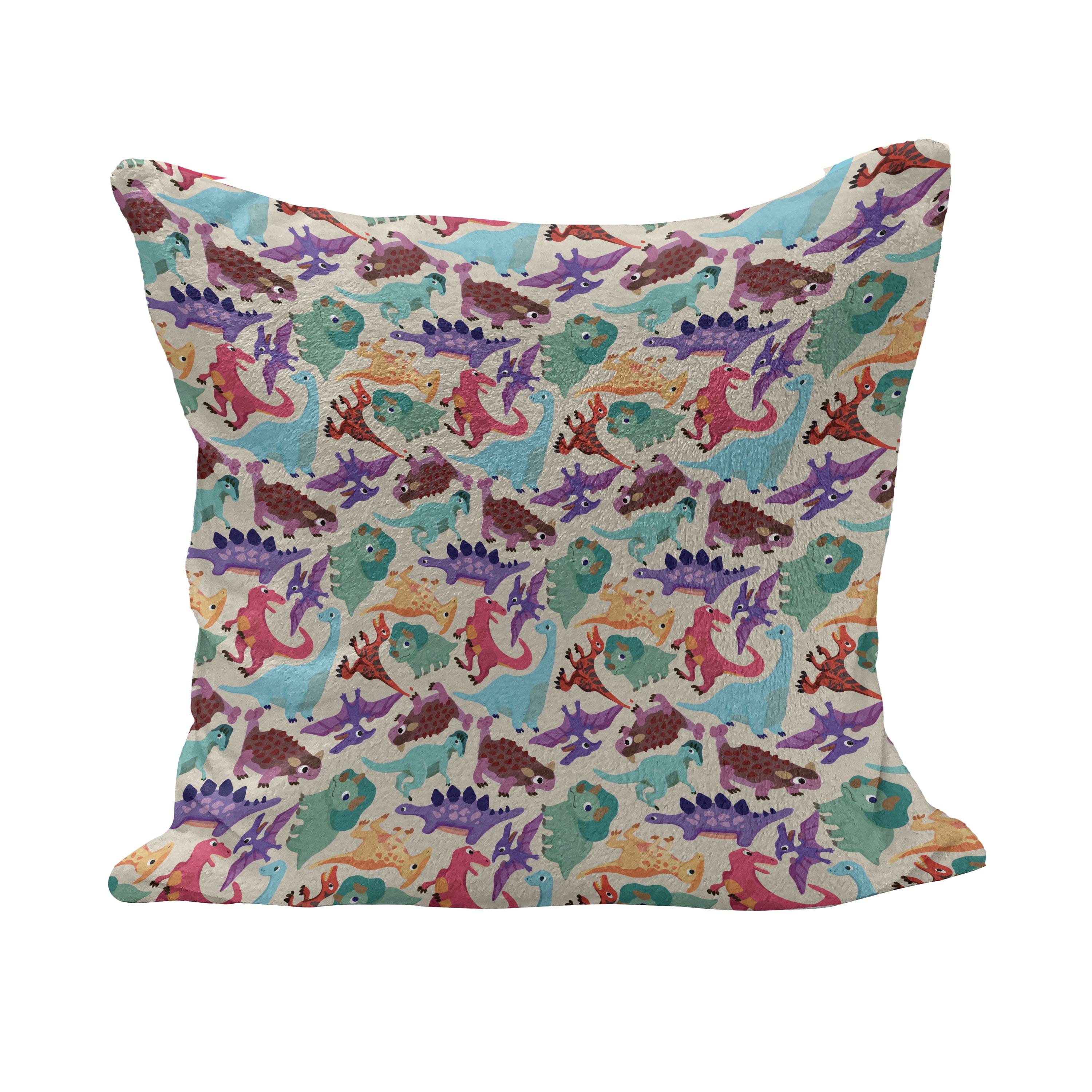Dinosaur Fluffy Throw Pillow Cushion Cover, Monsters Pattern Dinosaurs