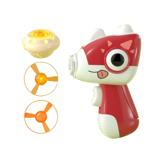 Dinosaur Flying Disc Toy Gun With 4 Light - Free Discs, 1 Light - Up Disc, 1 Light - Emitting Gyro And 1 Button Battery, Red Design For Kids Outdoor Play, Indoor Game, Party