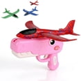 thumbnail image 1 of Dinosaur Foam Glider Launcher Toy, 8''Catapult Flying Airplane Toys with 3 Easy-Load Mechanism, Crash-Resistant Styrofoam Plane for Outdoor Backyard Games, Fun Birthday Gifts (Pink,S 1+1), 1 of 9