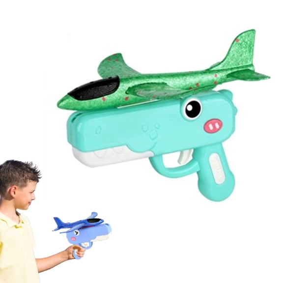 Dinosaur Foam Glider Launcher Toy, 8-Inch Foam Plane with Catapult for Long-Distance Outdoor Flights, Lightweight and Easy to Launch, Perfect for Backyard Fun