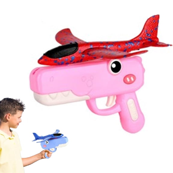 Dinosaur Foam Glider Launcher Toy, 8-Inch Foam Plane with Catapult for Long-Distance Outdoor Flights, Lightweight and Easy to Launch, Perfect for Backyard Fun