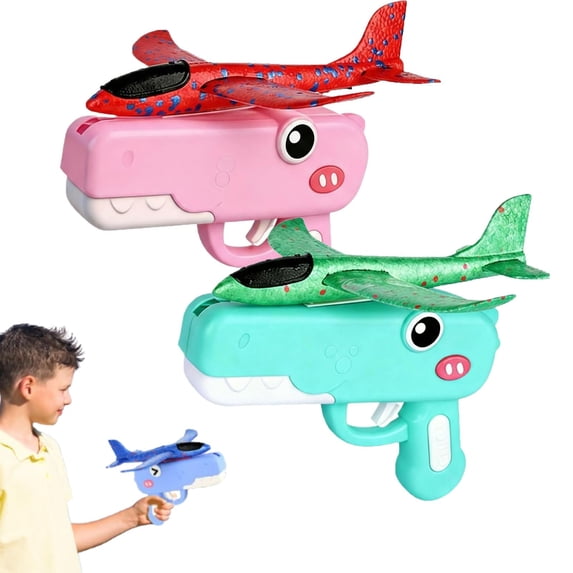 Dinosaur Foam Glider Launcher Toy, 8-Inch Foam Plane with Catapult for ...