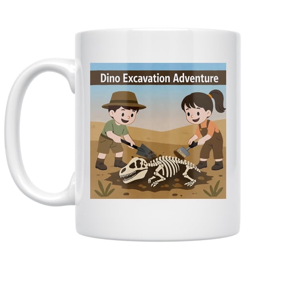 Dinosaur Fossil 11 oz Coffee Mug - For Kids White Ceramic gift