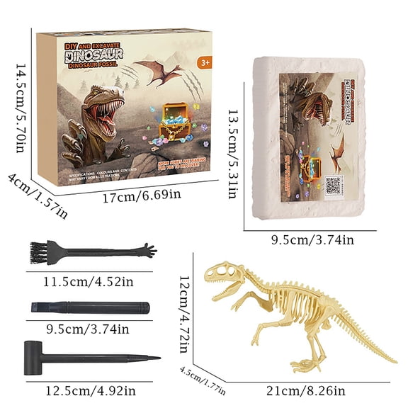 Dinosaur Fossil Dig Kit, Dino Skeleton Excavation Science Set, Perfect Gift for Holiday Occasions (A)