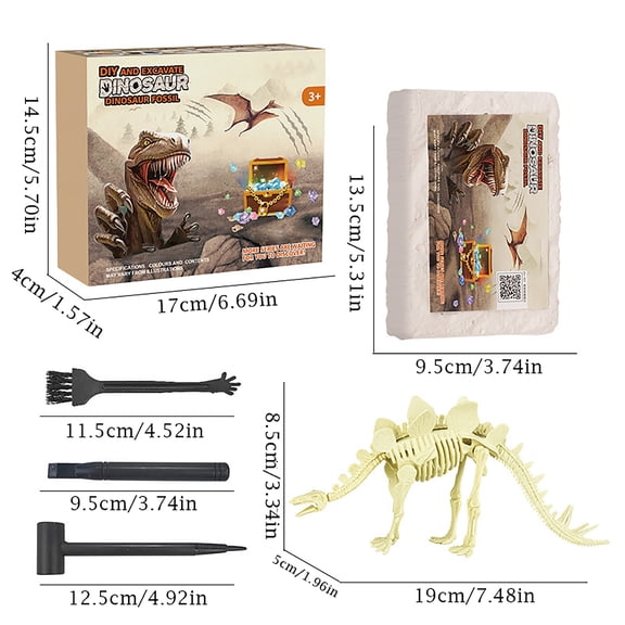 Dinosaur Fossil Dig Kit, Dino Skeleton Excavation Science Set, Perfect Gift for Holiday Occasions (F)