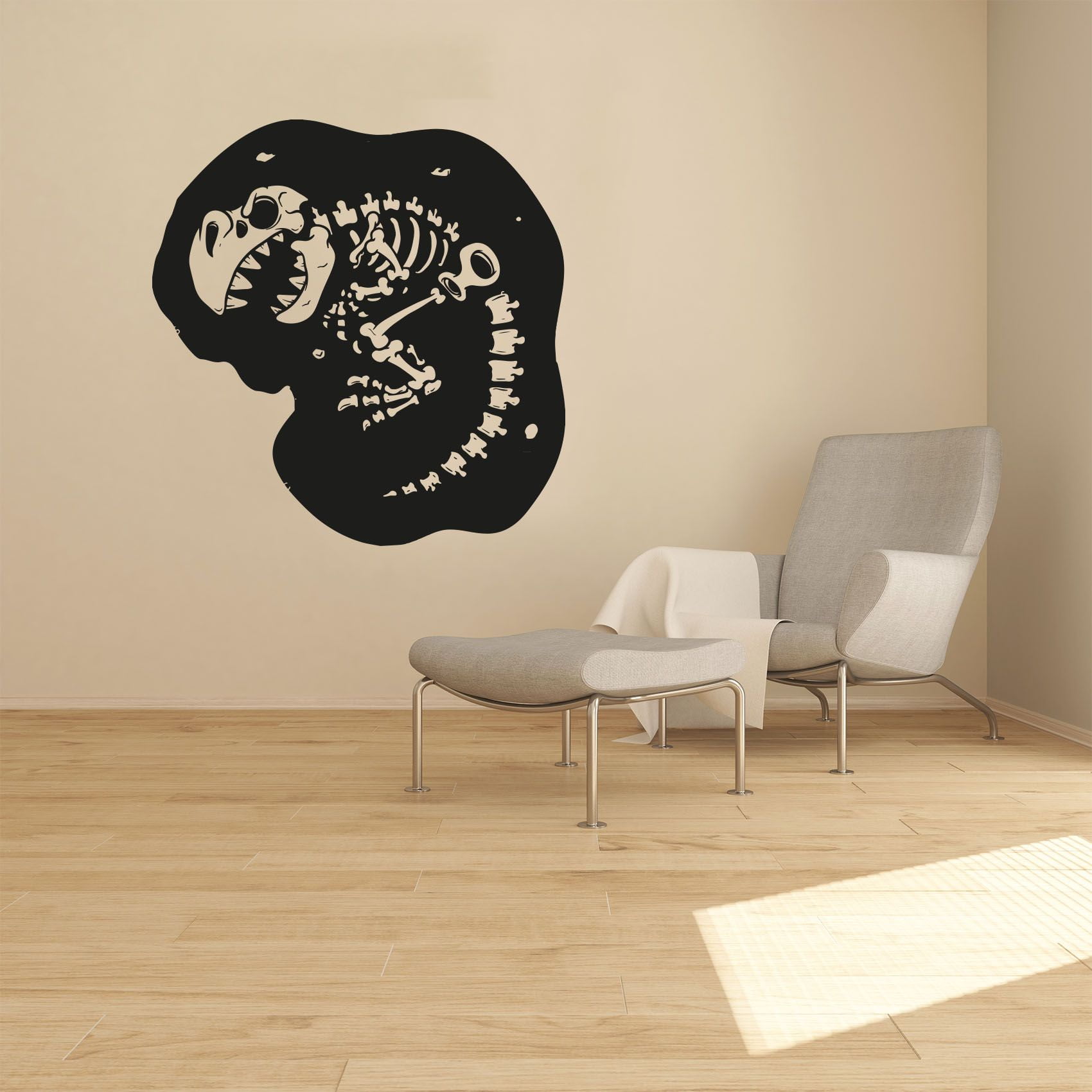 Dinosaur Fossil Dinosaur Skeleton Silhouette T Rex Skeleton Underground Vinyl Design Wall Sticker Art Decal Boy Girl Kid Room Bedroom Nursery Kinder Decor Stickers Decoration Size (20x18 inch)