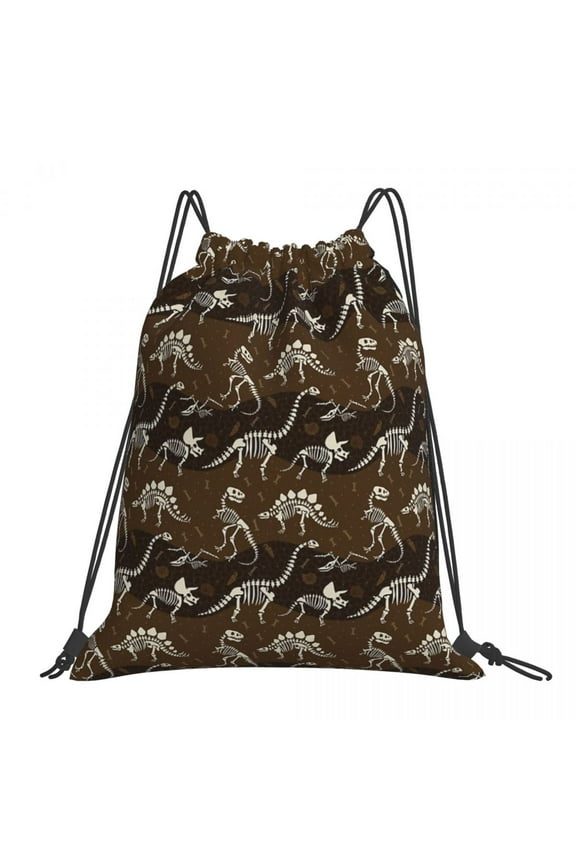 Dinosaur Fossil Pattern Backpacks Multi-function Drawstring Bags Drawstring Bundle Pocket Sports Bag Book Bags For Travel School