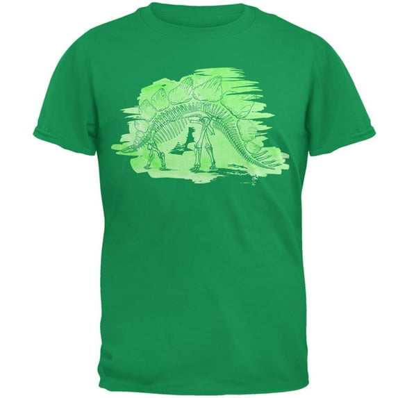 Dinosaur Fossil Stegosaurus Mens T Shirt Irish Green X-LG