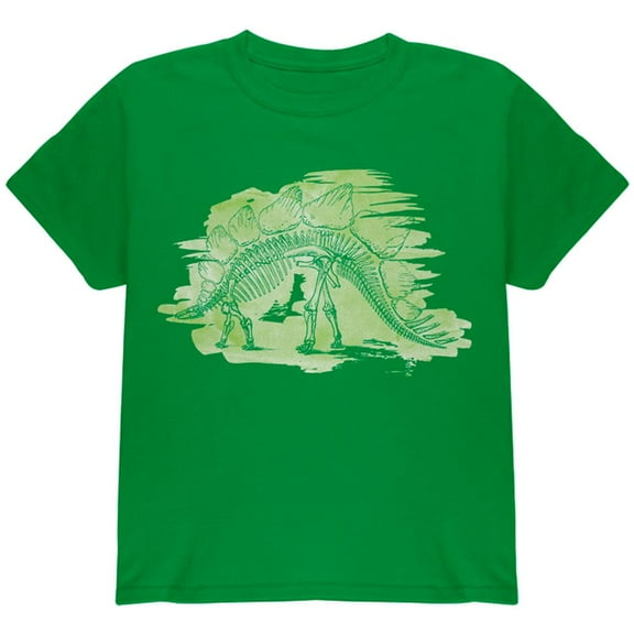 Dinosaur Fossil Stegosaurus Youth T Shirt Irish Green YSM