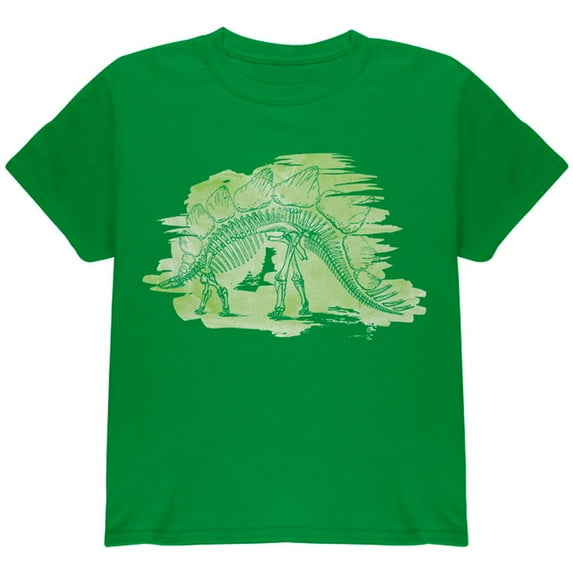 Dinosaur Fossil Stegosaurus Youth T Shirt Irish Green Youth X-SM