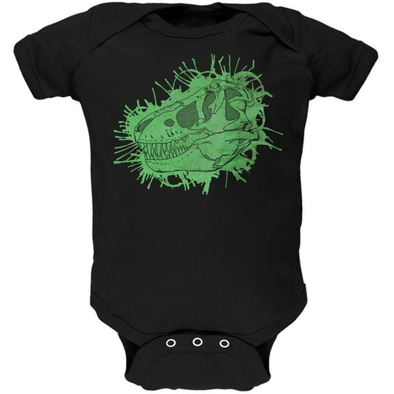 Dinosaur Fossil T-Rex Skull Soft Baby One Piece Black 0-3 M