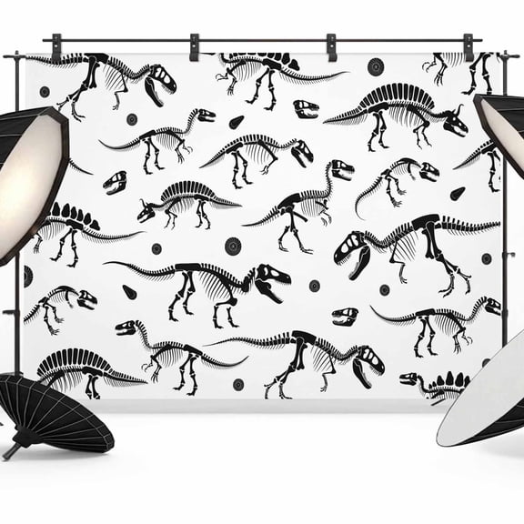 Dinosaur Fossils Photography Backdrop 7x5FT, Hand-Painting Lines Black Dinosaurs Photo Backdrops, Background for Photography Studio Photo Studio Background, Back Drop for Photoshoot