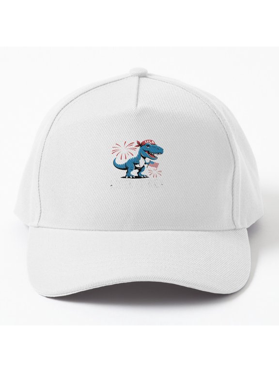 Dinosaur Fourth of July Baseball Cap, USA Flag T-Rex American Celebration Hat