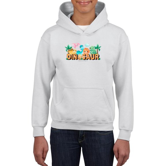 Dinosaur Friends Cute Banner Hoodie Juniors -Image by Shutterstock, x-Large
