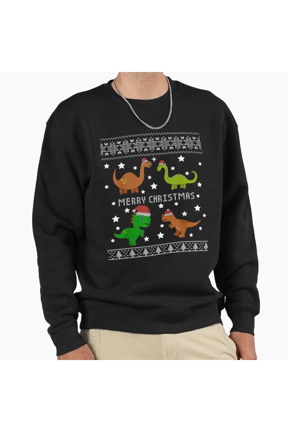 Dinosaur Funny Christmas Sweater Funny Unisex Sweatshirt Retro Vintage Holiday Graphic G5215, Up to Size 5XL