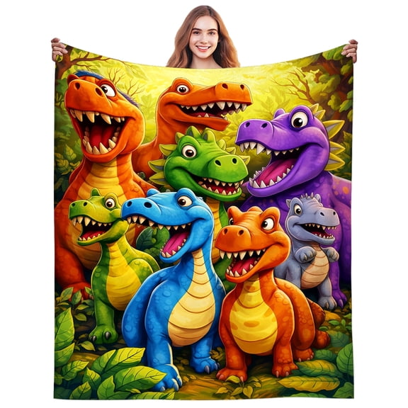 Dinosaur Blanket Throw Cute Dinosaurs Stuff Blankets Plush Cozy Soft Flannel Bedding Dinosaurs Gifts for Dinosaur Lovers Women Adults Sofa Couch Bed Room Decor 50"X40"
