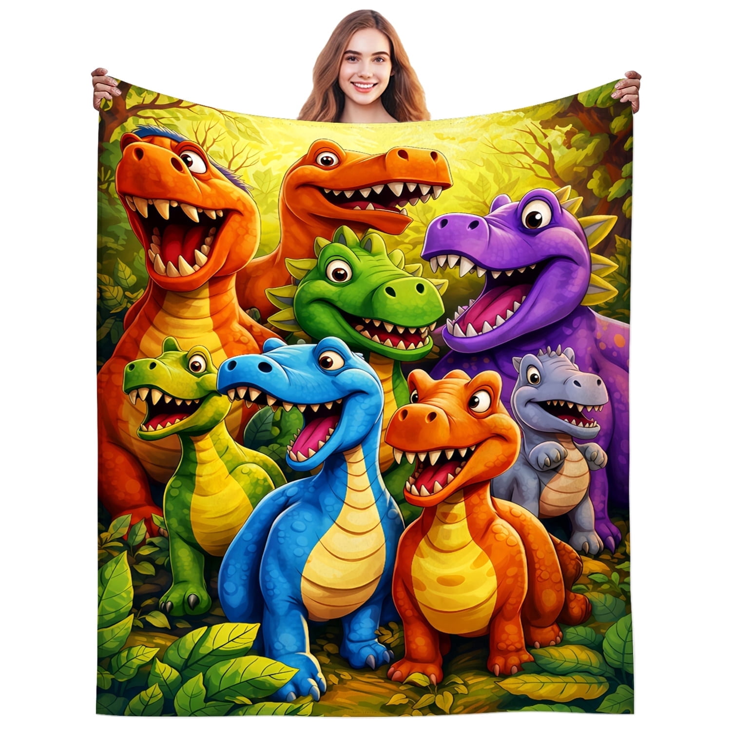 Dinosaur Blanket Throw Cute Dinosaurs Stuff Blankets Plush Cozy Soft Flannel Bedding Dinosaurs Gifts for Dinosaur Lovers Women Adults Sofa Couch Bed Room Decor 60"X50"
