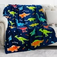 thumbnail image 1 of Dinosaur Gifts Toys for Boys Girls - Glow in The Dark Dino Blanket Best Christmas Birthday Valentine's Day Easter Presents for Kids Age 1 2 3 4 5 6 7 8 9 10 Year Old Child Teen Soft Throw Navy, 1 of 6