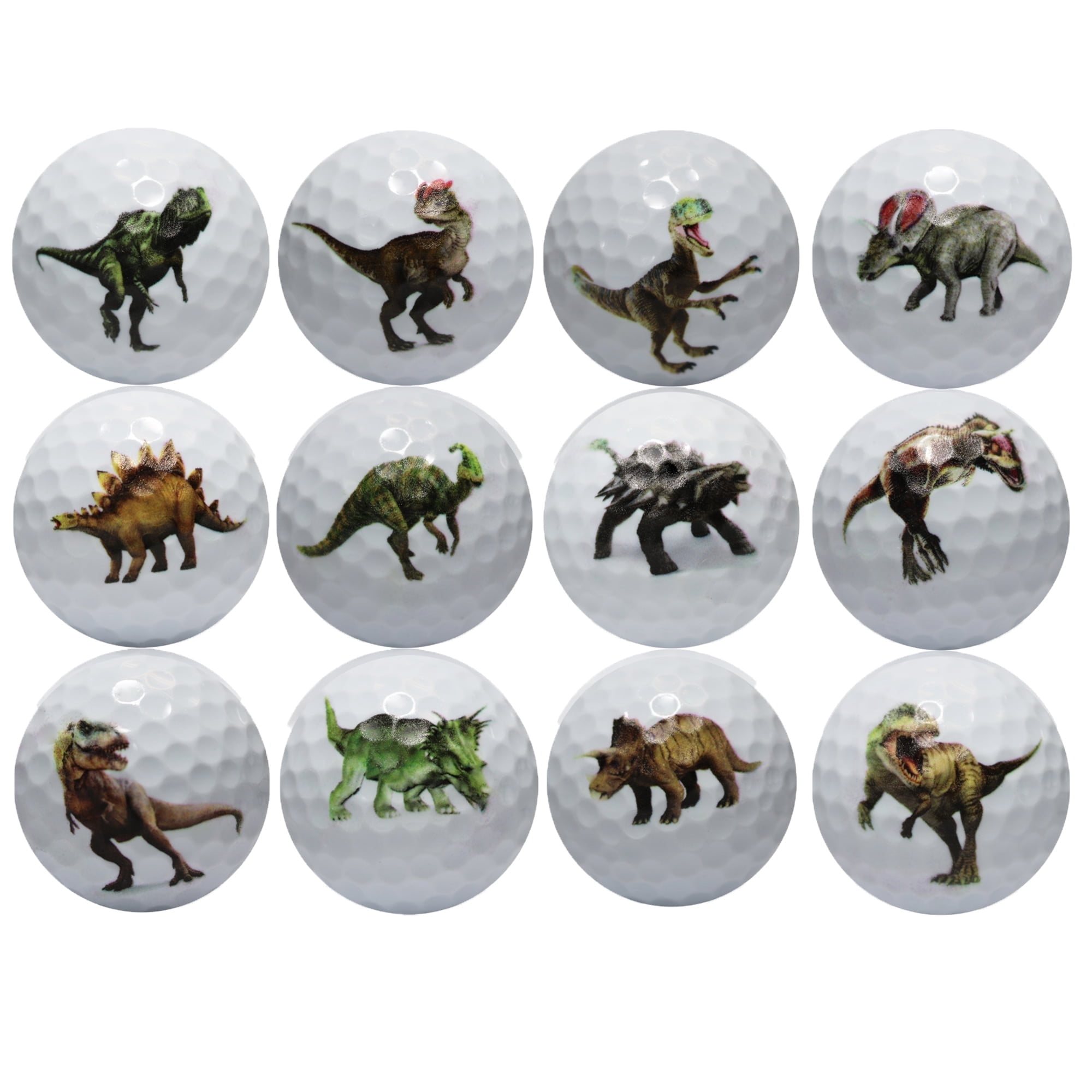 Dinosaur Golf Balls – 12 Pack – Prehistoric Fun Set by GBM Golf