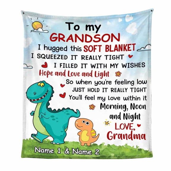 Dinosaur Grandson Prehistoric Theme Fleece Blanket, 50x60in Fleece Blanket