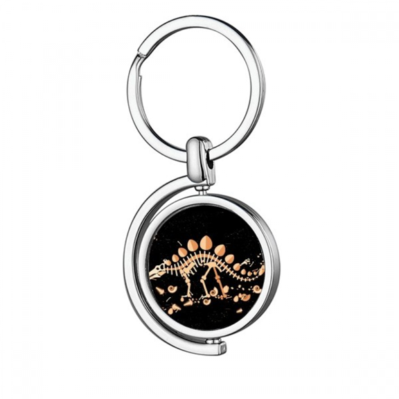 Dinosaur Grass Huge Stegosaurus Rotating Keychain Metal Keyring Holder
