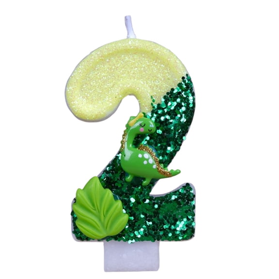 Dinosaur Green Birthday Candles, Number Candle, Dinosaur Party Decorations, Sequin 3D Dinosaur Numeral Candle Dino Theme Cake Topper Anniversary Party Decor