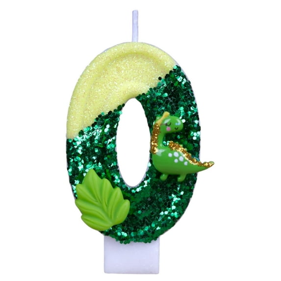 Dinosaur Green Birthday Candles, Number Candle, Dinosaur Party Decorations, Sequin 3D Dinosaur Numeral Candle Dino Theme Cake Topper Anniversary Party Decor