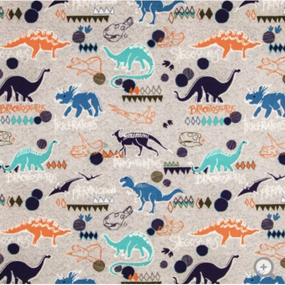 Dinosaur Grey Valance, Kids Room, 42"W X 15"L Window Curtain Valance