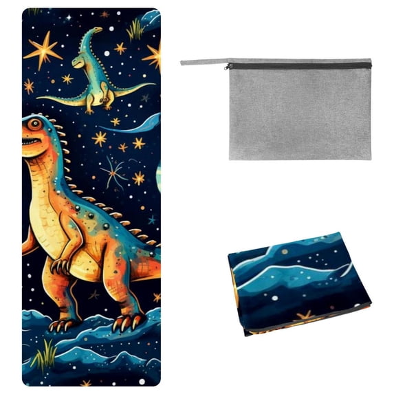 Dinosaur Gym Towel with Storage Bag, 72.8"x26.8", Suitable for Yoga, Pilates, Fitness - Yoga Blanket, Hot Yoga Towel, Yoga Towels Included