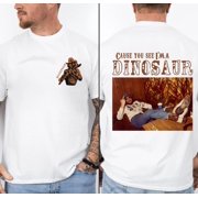 FOX PRINTTEES Dinosaur Hank Williams Jr. Bocephus Western – Southern Retro Boho Hippie, Classic Outlaw Country Music Graphic, Oversized Top Unisex Comfort Tee T Shirt, Color: Ash, Size: S